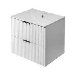 Heze Furniture Flow 2 Drawer Bathroom Cabinet Vanity Unit With Basin 60Cm - White - thumbnail 4