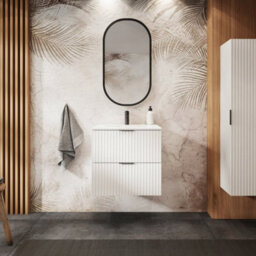 Heze Furniture Flow 2 Drawer Bathroom Cabinet Vanity Unit With Basin 60Cm - White - thumbnail 1