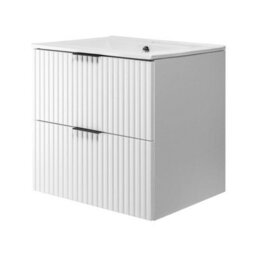 Heze Furniture Flow 2 Drawer Bathroom Cabinet Vanity Unit With Basin 60Cm - White - thumbnail 2