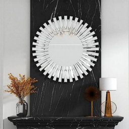 Mihomeuk Large Cori Gear Silver Round Wall Mirror With Attached Wall Mount - thumbnail 2