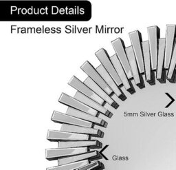 Mihomeuk Large Cori Gear Silver Round Wall Mirror With Attached Wall Mount - thumbnail 4