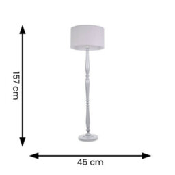 Valuelights Victoria Traditional Grey Wood Candlestick Floor Lamp With Grey Drum Shade - Led Bulb Included - thumbnail 6