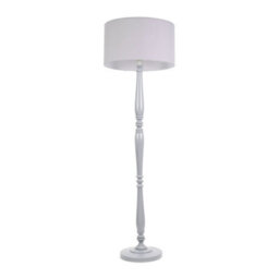 Valuelights Victoria Traditional Grey Wood Candlestick Floor Lamp With Grey Drum Shade - Led Bulb Included - thumbnail 2
