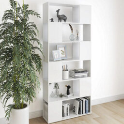Berkfield Book Cabinet Room Divider White 80X24X186 Cm Engineered Wood - thumbnail 1