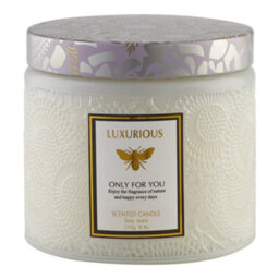 Breeins Embossed Cup White Handmade English Pear Freesia Soy Wax Scented Candle - thumbnail 3