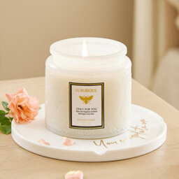 Breeins Embossed Cup White Handmade English Pear Freesia Soy Wax Scented Candle - thumbnail 1