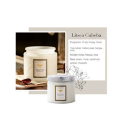 Breeins Embossed Cup White Handmade English Pear Freesia Soy Wax Scented Candle - thumbnail 8