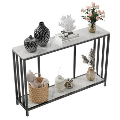 Practical Marble Console Table Modern Side Table 2Tier Display - image 1