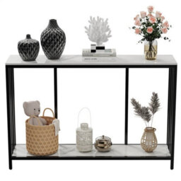 Practical Marble Console Table Modern Side Table 2Tier Display - thumbnail 3