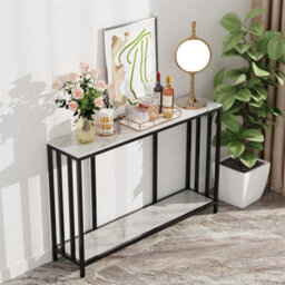 Practical Marble Console Table Modern Side Table 2Tier Display - thumbnail 6