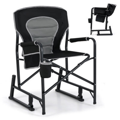 Gainoom Outdoor Black Rocker Camping Chair Portable Foldable Rocking Chair - image 1
