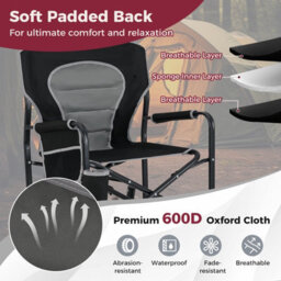 Gainoom Outdoor Black Rocker Camping Chair Portable Foldable Rocking Chair - thumbnail 6