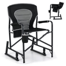 Gainoom Outdoor Black Rocker Camping Chair Portable Foldable Rocking Chair - thumbnail 1