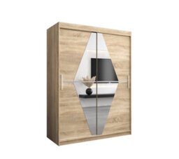 Arte Boliwia Contemporary 2 Mirrored Sliding Door Wardrobe 5 Shelves 2 Rails Sonoma Oak Effect (H)2000mm (W)1500mm (D)620mm - thumbnail 1