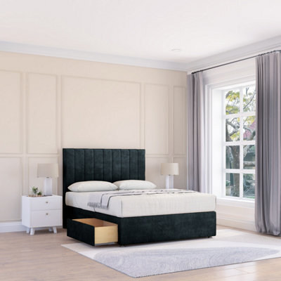 "Sloomy 3Ft Kansas Naples Black Memory Foam Bed Set With No Drawers Mattress & 26"" Headboard - Single" - image 1