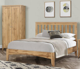 Save On Goods UK 4Ft6 Double Oak Finish Bed Frame,bedstead. Wood Wooden - thumbnail 1