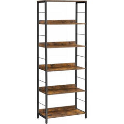 Songmics 6-Tier Shelving Unit, Industrial Bookcase With Back Panels, For Study, Room, Home Office, Rustic Brown And Ink Black - thumbnail 8