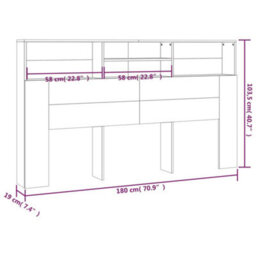 Berkfield Headboard Cabinet Smoked Oak 180X19X103.5 Cm - thumbnail 7