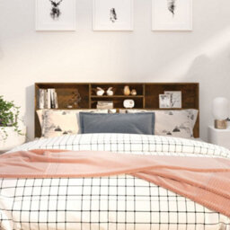 Berkfield Headboard Cabinet Smoked Oak 180X19X103.5 Cm - thumbnail 1