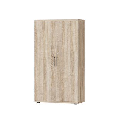 MMT Funiture Designs Oak 2 Door Locking Storage Cabinet Filing Cupboard Office Utility Unit - image 1