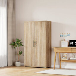 MMT Funiture Designs Oak 2 Door Locking Storage Cabinet Filing Cupboard Office Utility Unit - thumbnail 3