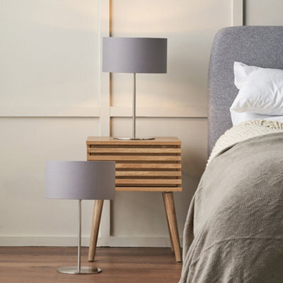 Pacific Lifestyle Set Of 2 Elin Brushed Silver And Steel Grey Table Lamp - image 1