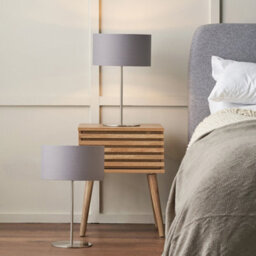 Pacific Lifestyle Set Of 2 Elin Brushed Silver And Steel Grey Table Lamp