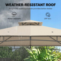 Outsunny 3 X 3 M Gazebo, Outdoor Gazebo Canopy With 2-Tier Roof, Khaki - thumbnail 4