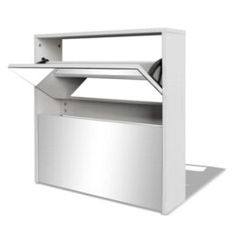 Berkfield Shoe Cabinet 2-Layer Mirror White 63X17X67 Cm - thumbnail 2