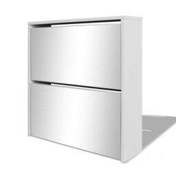 Berkfield Shoe Cabinet 2-Layer Mirror White 63X17X67 Cm - thumbnail 3