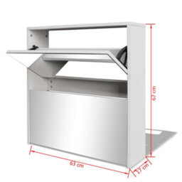 Berkfield Shoe Cabinet 2-Layer Mirror White 63X17X67 Cm - thumbnail 5