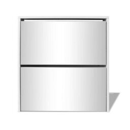 Berkfield Shoe Cabinet 2-Layer Mirror White 63X17X67 Cm - thumbnail 4