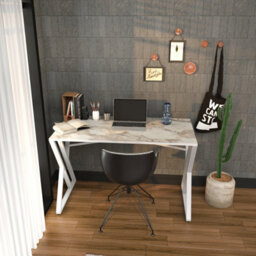 Decorotika Gyza Study And Writing Desk White Marble Effect White - thumbnail 2
