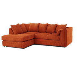 Hannah Jumbo Cord 4 Seater Left Hand Facing Corner Sofa Orange - thumbnail 2