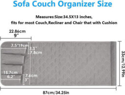 Generic Sofa Remote Control Armrest Organizer With 5 Pockets, Adjustable Laptop Storage - thumbnail 2