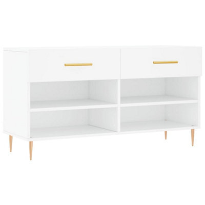 Berkfield Industrial Shoe Bench White 102X35X55 Cm Engineered Wood - image 1