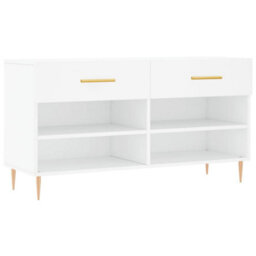 Berkfield Industrial Shoe Bench White 102X35X55 Cm Engineered Wood - thumbnail 1