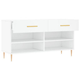 Berkfield Industrial Shoe Bench White 102X35X55 Cm Engineered Wood - thumbnail 5