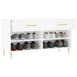 Berkfield Industrial Shoe Bench White 102X35X55 Cm Engineered Wood - thumbnail 4