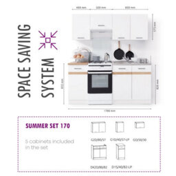 Heze Furniture Summer 5 Unit Kitchen Cabinets Set 170Cm In Bernstein Oak - thumbnail 6