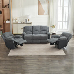 Electric Reclining Sofa Set, Corduroy Fabric Recliner Sectional Sofa Suite - 1+1+3 Sofa Set - thumbnail 1
