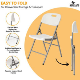 Novecrafto Heavy Duty Folding Chair - 53 X 44 X 83 Cm Hdpe Plastic & Powder Top With Coated Steel Frame, Indoor & Outdoor Use - thumbnail 3