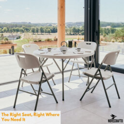 Novecrafto Heavy Duty Folding Chair - 53 X 44 X 83 Cm Hdpe Plastic & Powder Top With Coated Steel Frame, Indoor & Outdoor Use - thumbnail 2
