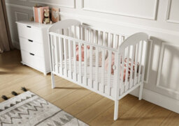 VICULII Lilibet Cot White With Drop Side And Mattress - thumbnail 1