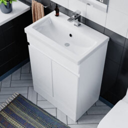 Nes Home 600mm Gloss White Basin Vanity & Close Coupled Toilet - thumbnail 4