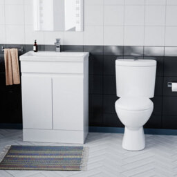 Nes Home 600mm Gloss White Basin Vanity & Close Coupled Toilet - thumbnail 3