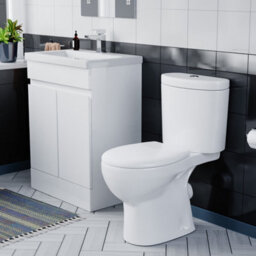 Nes Home 600mm Gloss White Basin Vanity & Close Coupled Toilet - thumbnail 2