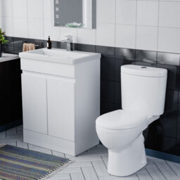 Nes Home 600mm Gloss White Basin Vanity & Close Coupled Toilet - thumbnail 1