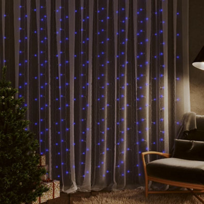 Berkfield Led Curtain Fairy Lights 3X3M 300 Led Blue 8 Function - image 1