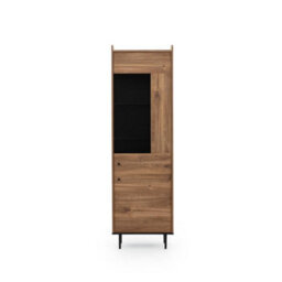 Arte Sophisticated Vasina 09 Tall Display Cabinet 60Cm - Oak Castello & Black Matt With Contemporary Metal Legs - thumbnail 1